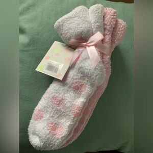 Kohl's Pink and White Fuzzy Socks